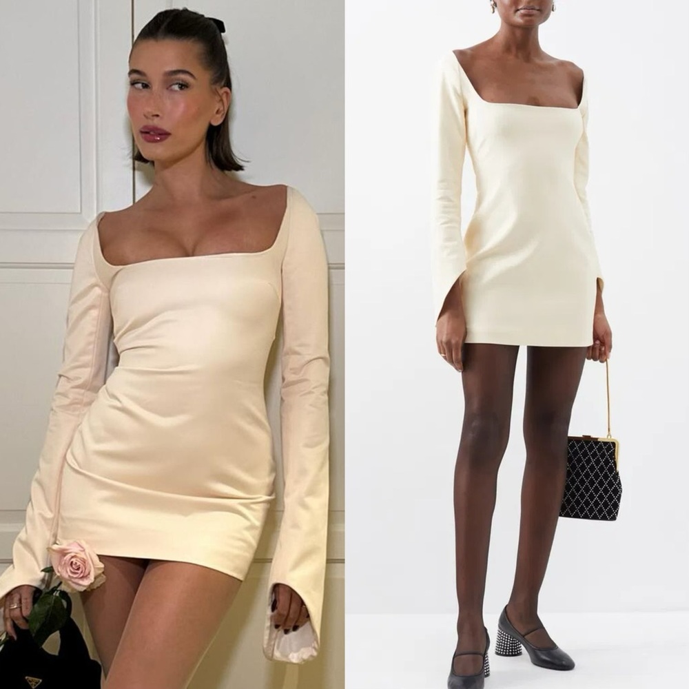 Khaite cream Tate mini dress in bone